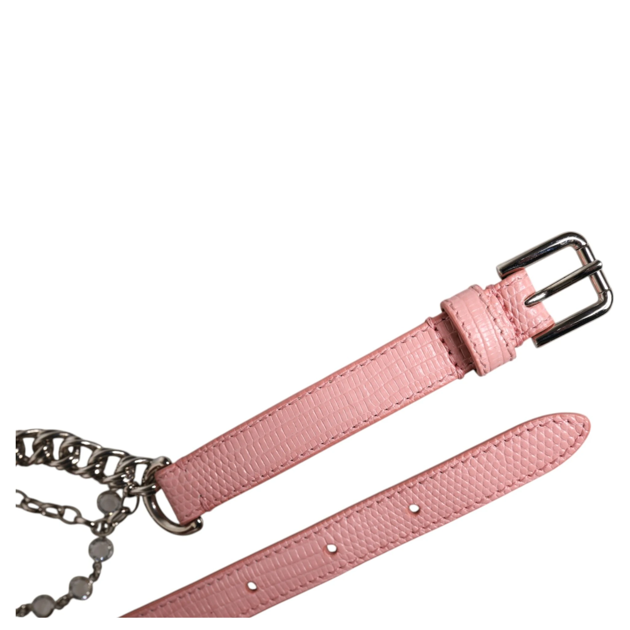 Pink Embelished Roses Textured Leather Belt