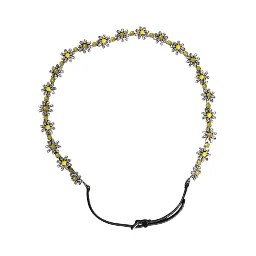 Black Leather Daisy Crystal Embellish Waist Belt