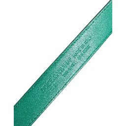 Green Leather Logo Metal Waist Buckle Belt