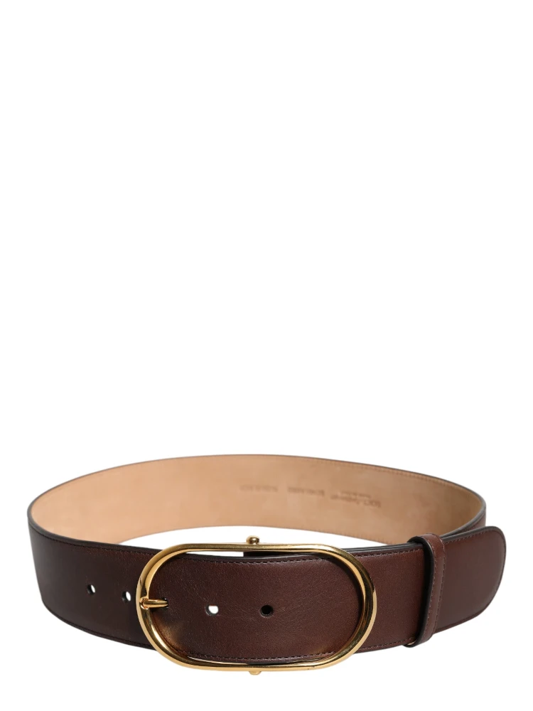 Brown Leather Waist Gold Metal Buckle Belt alternative