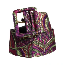 Multicolor Floral Jacquard Wide Waist Belt
