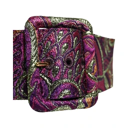Multicolor Floral Jacquard Wide Waist Belt