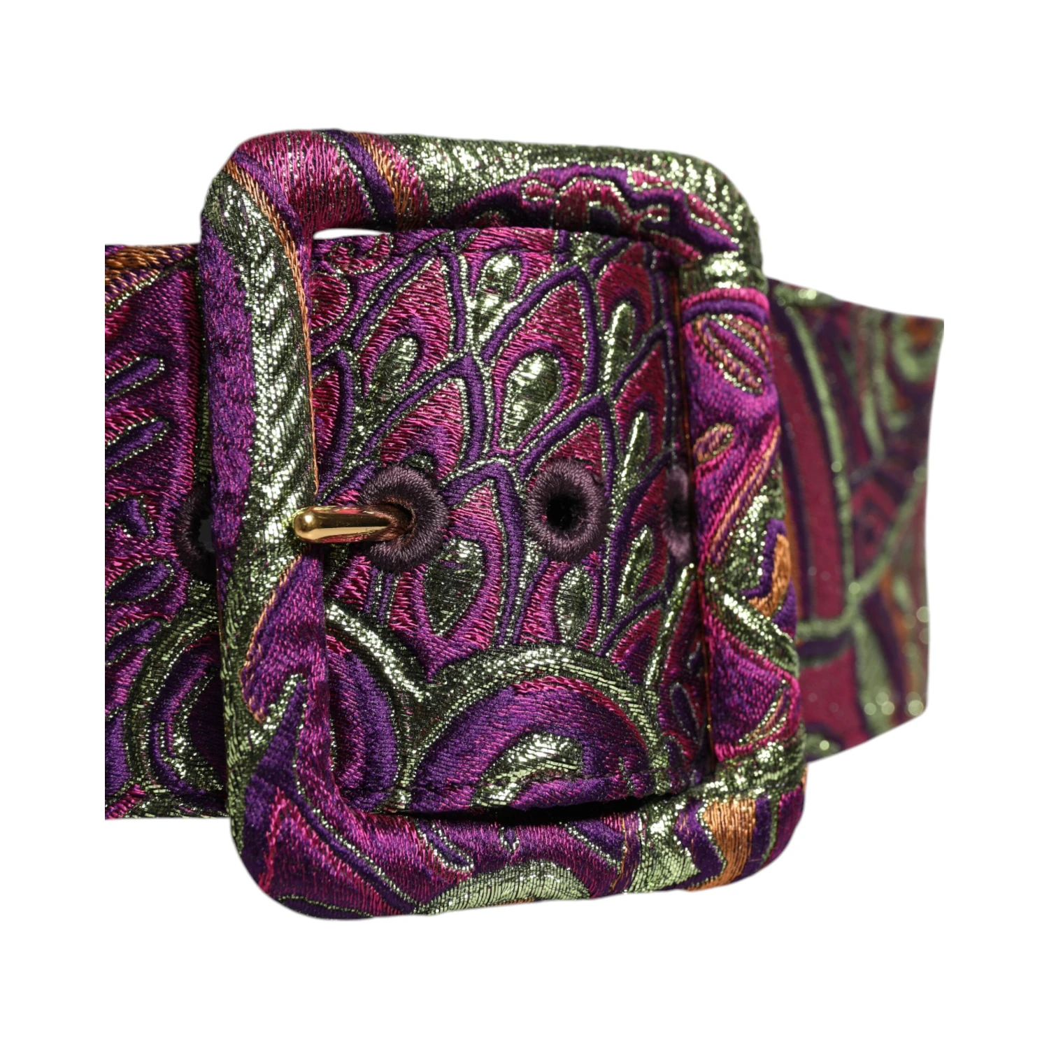 Multicolor Floral Jacquard Wide Waist Belt