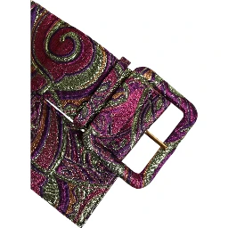 Multicolor Floral Jacquard Wide Waist Belt