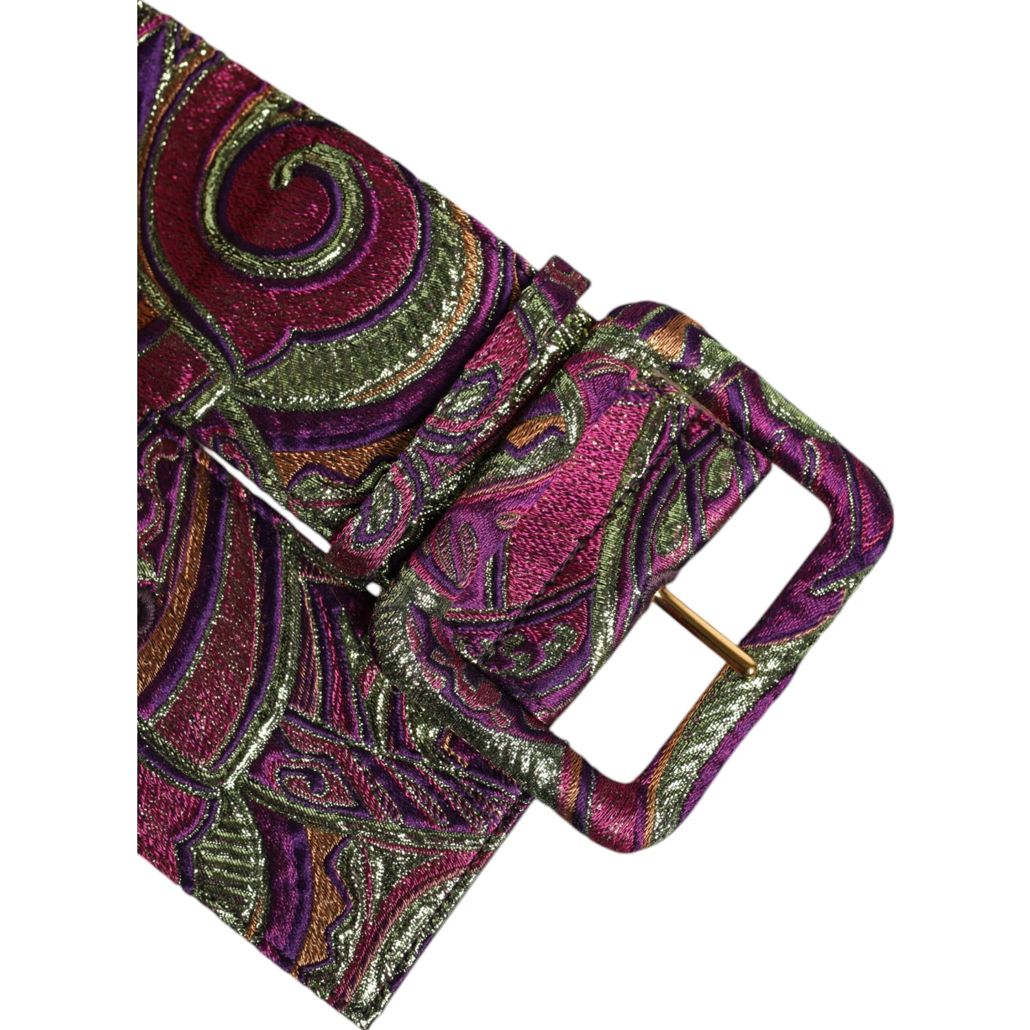 Multicolor Floral Jacquard Wide Waist Belt