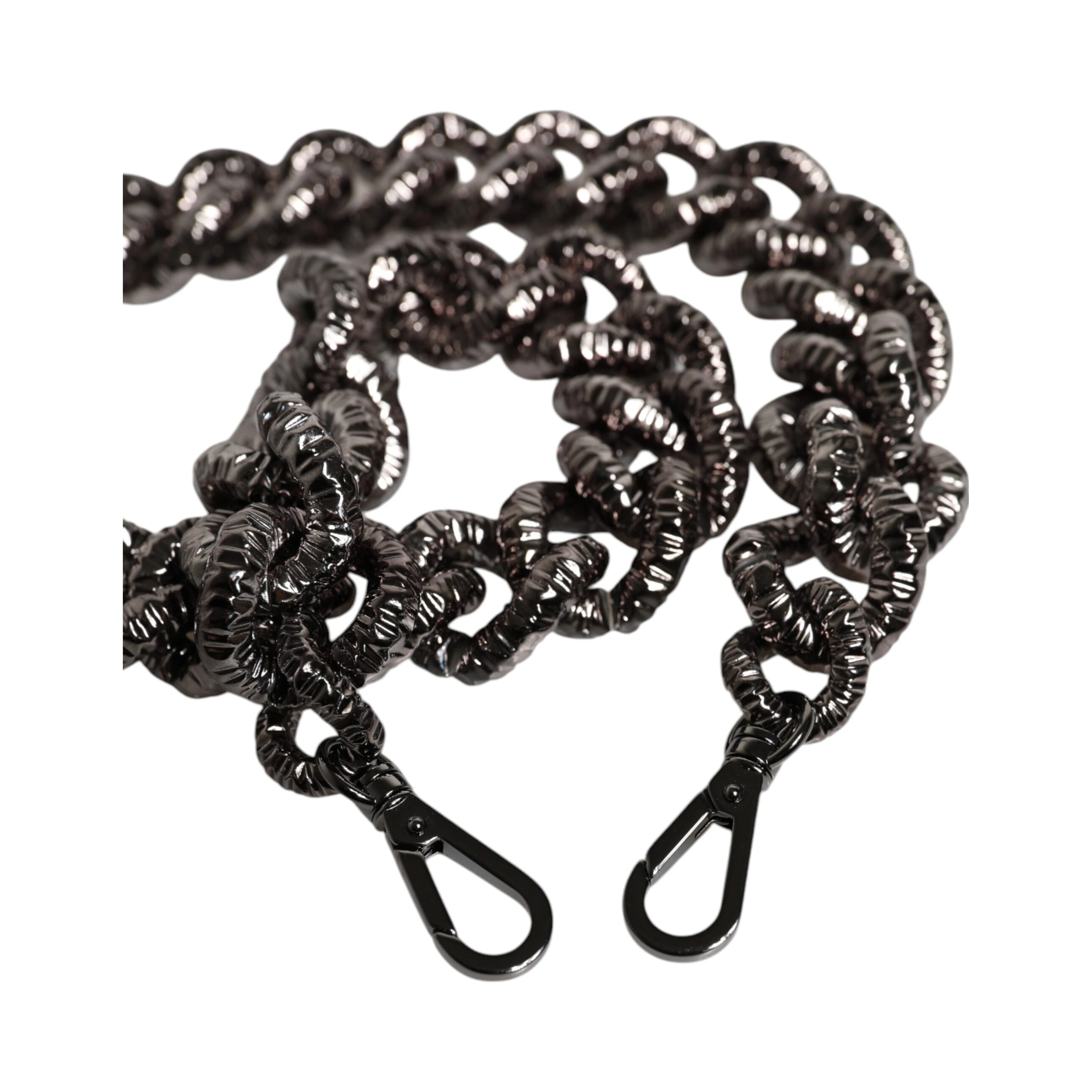 Black Chain Logo Engraved Bag Shoulder Strap