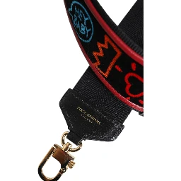 Black Cotton Printed Bag Shoulder Strap