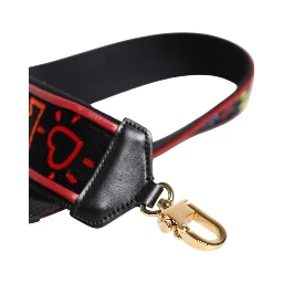 Black Cotton Printed Bag Shoulder Strap