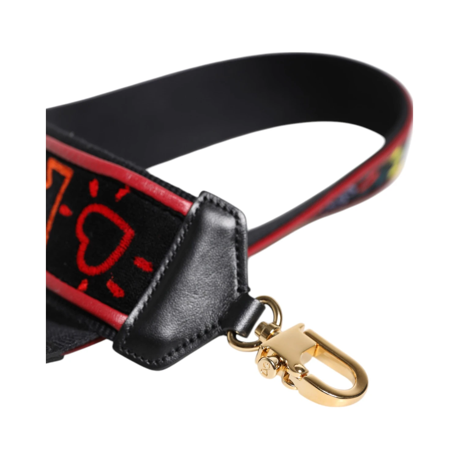 Black Cotton Printed Bag Shoulder Strap