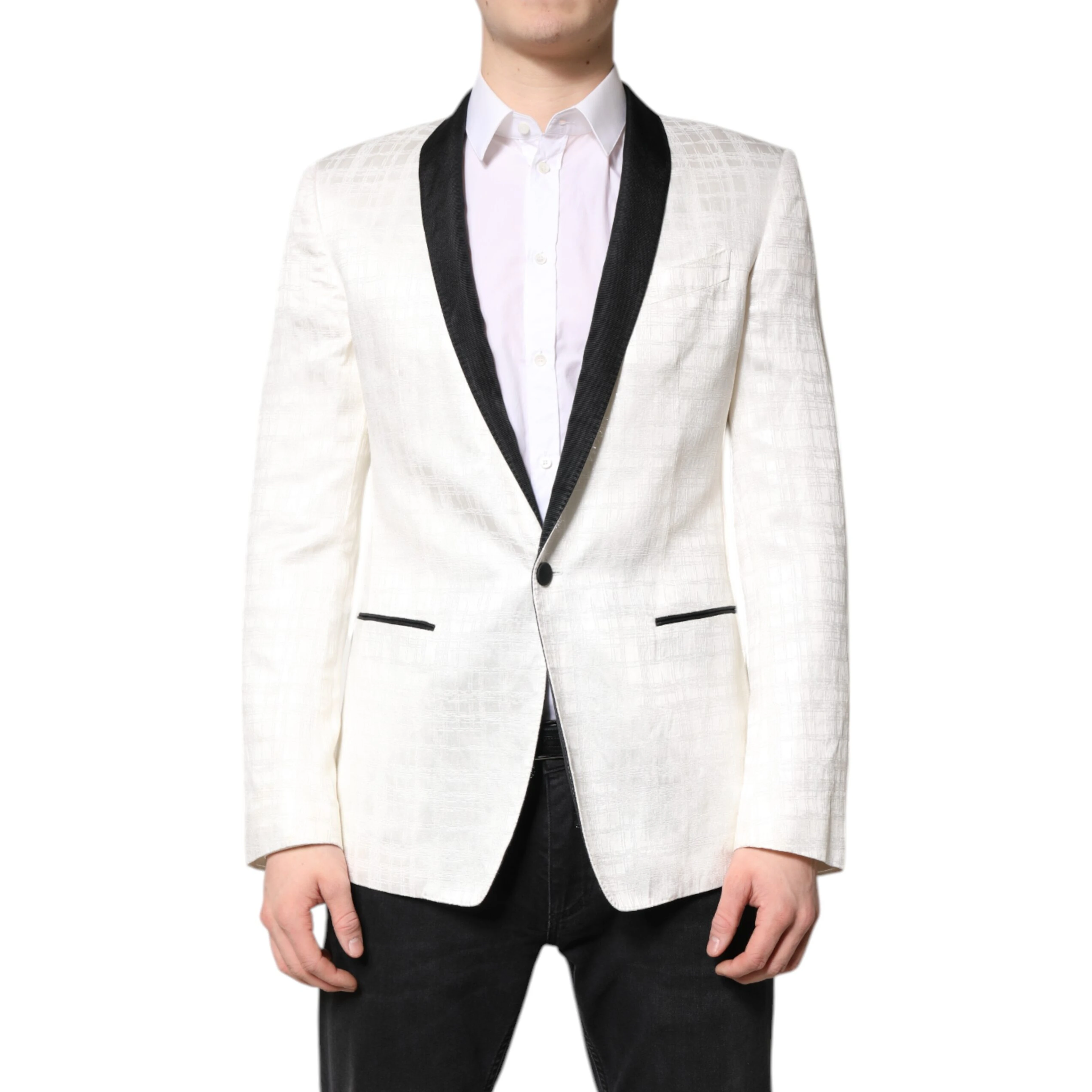 White Black Single Breasted Coat Blazer Suit