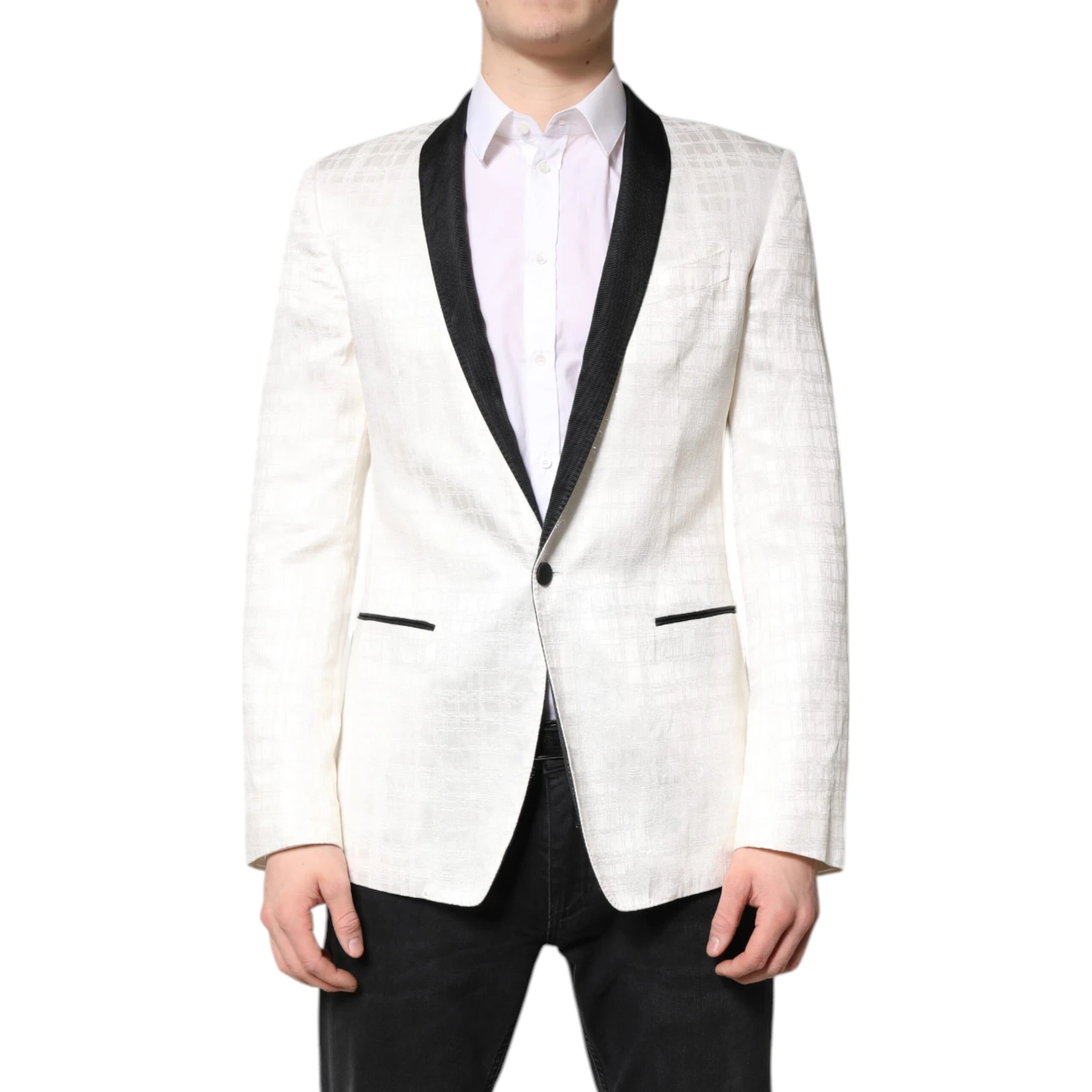 White Black Single Breasted Coat Blazer Suit