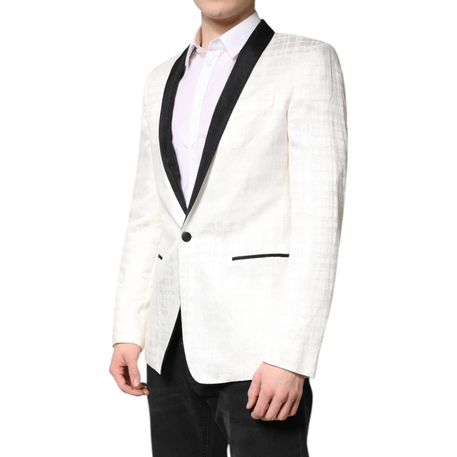 White Black Single Breasted Coat Blazer Suit