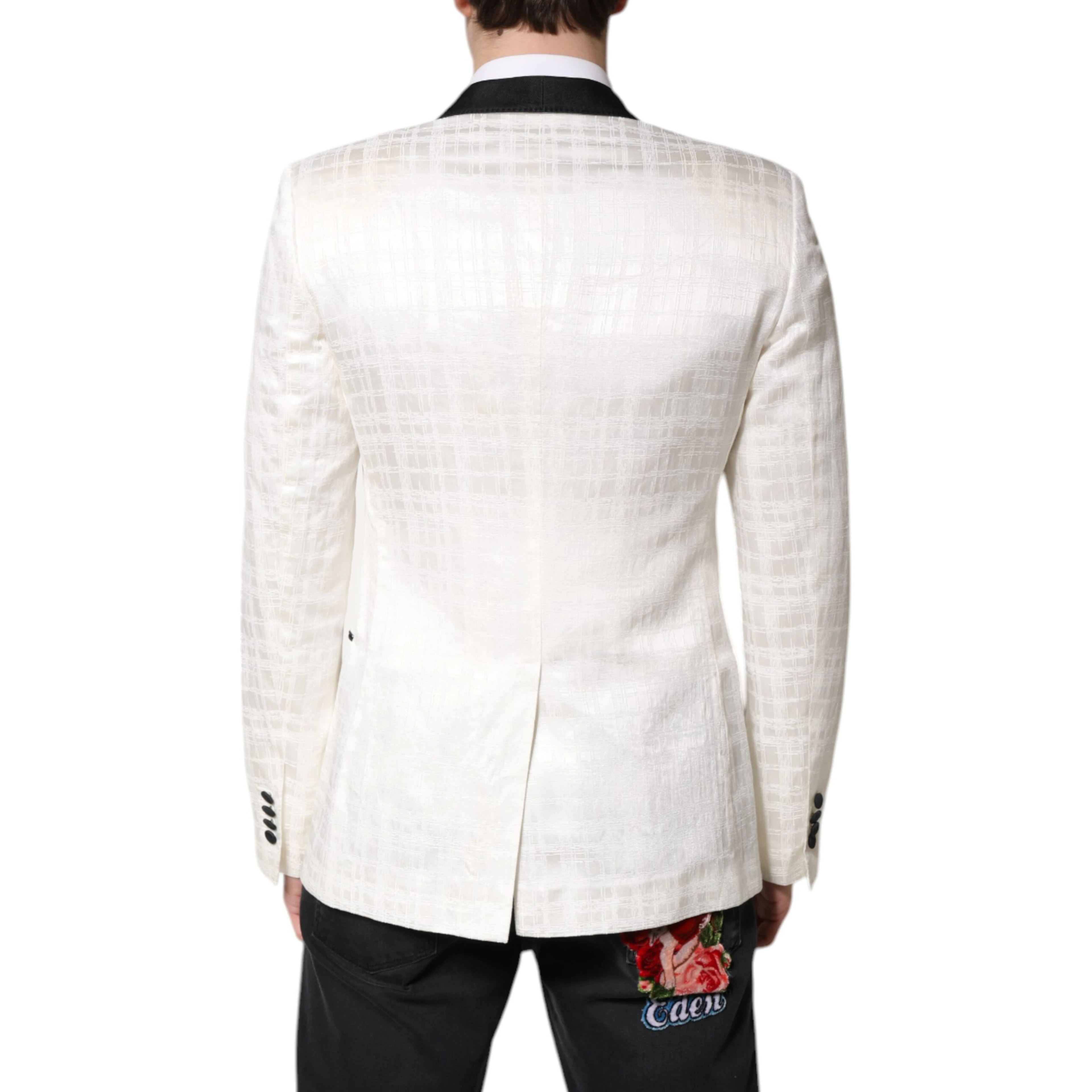 White Black Single Breasted Coat Blazer Suit