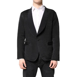 Black Silk Single Breasted Coat Blazer Suit