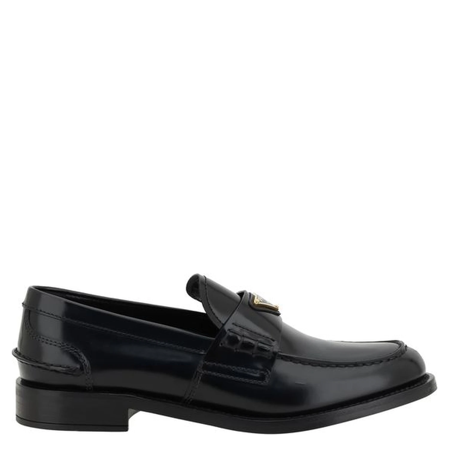 Black Leather Logo Loafers