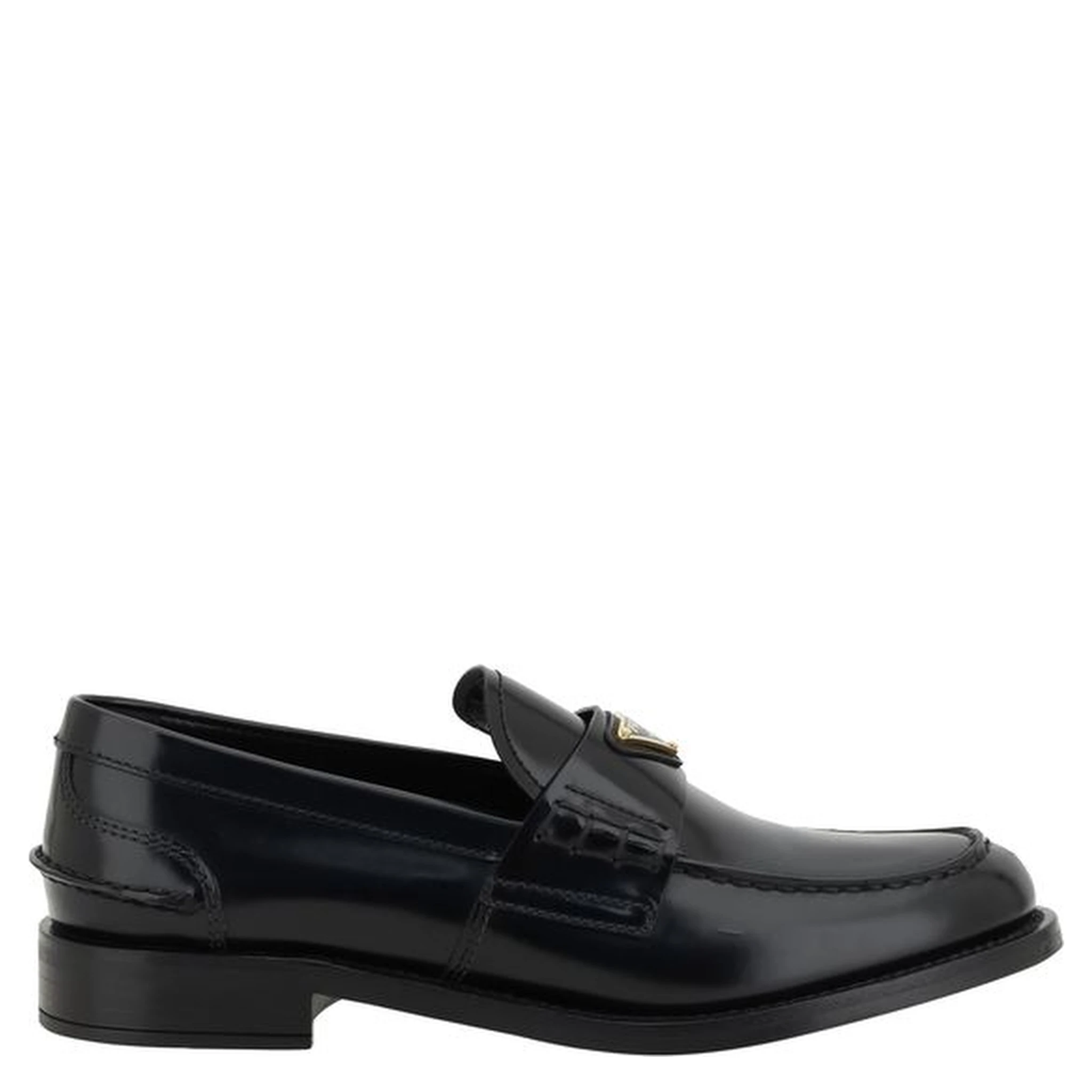Black Leather Logo Loafers