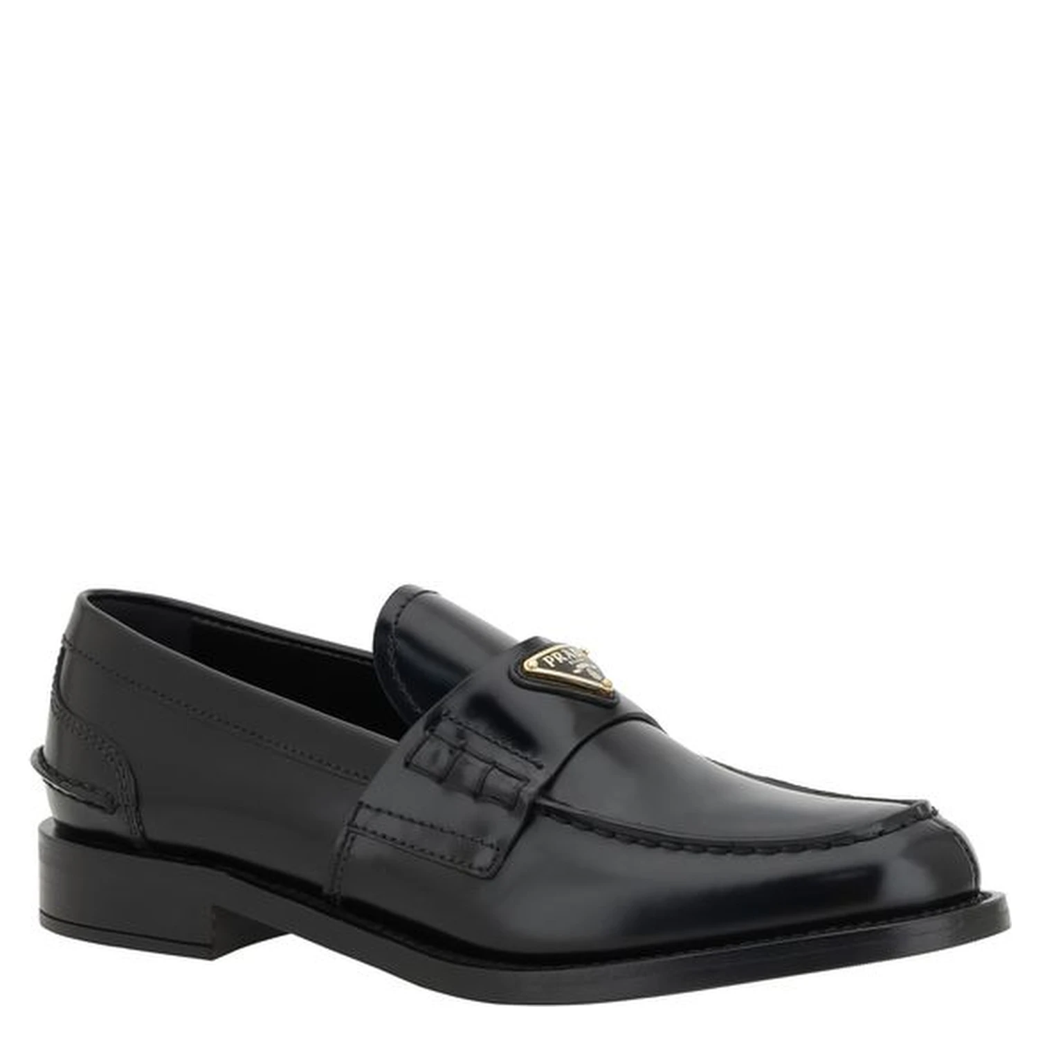 Black Leather Logo Loafers