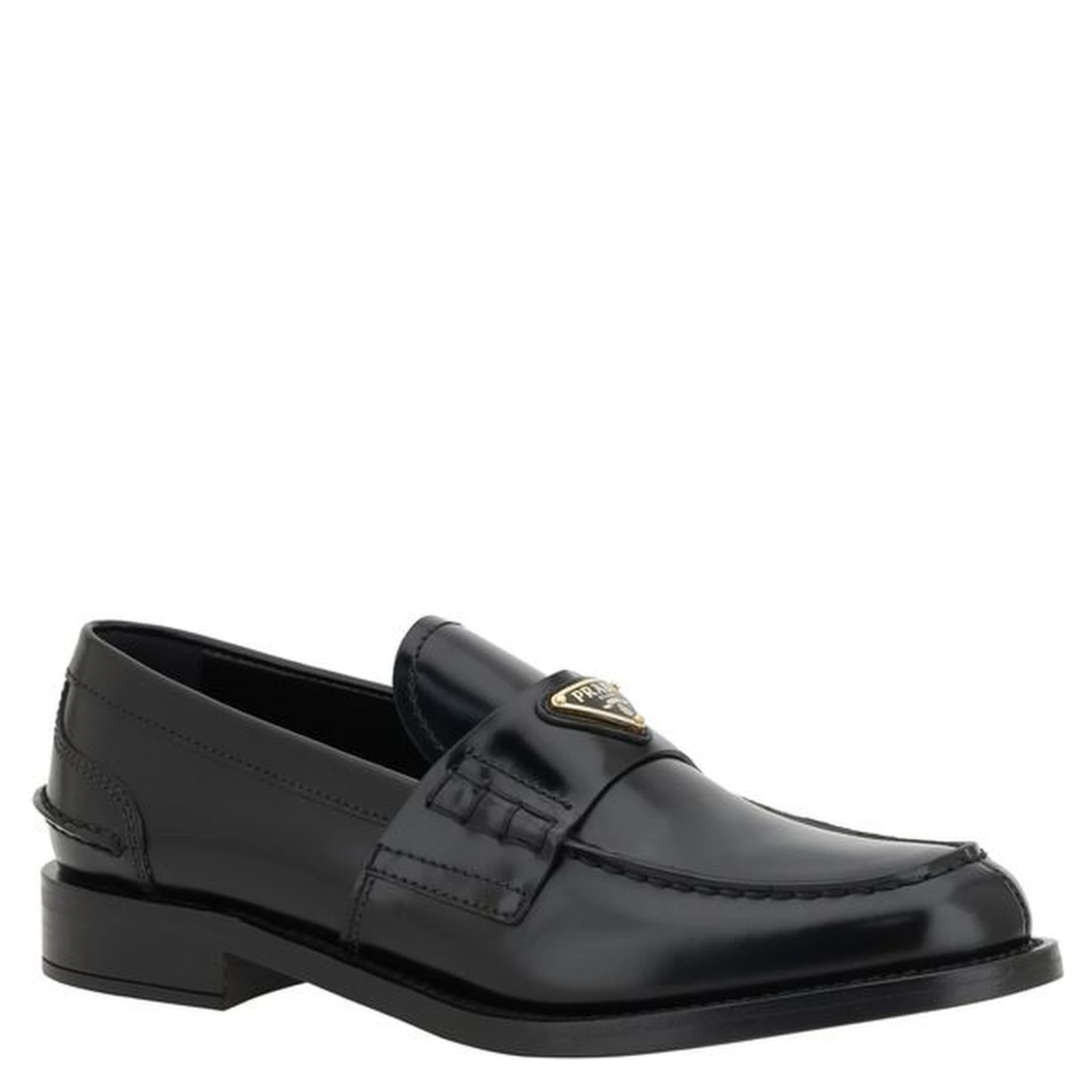 Black Leather Logo Loafers