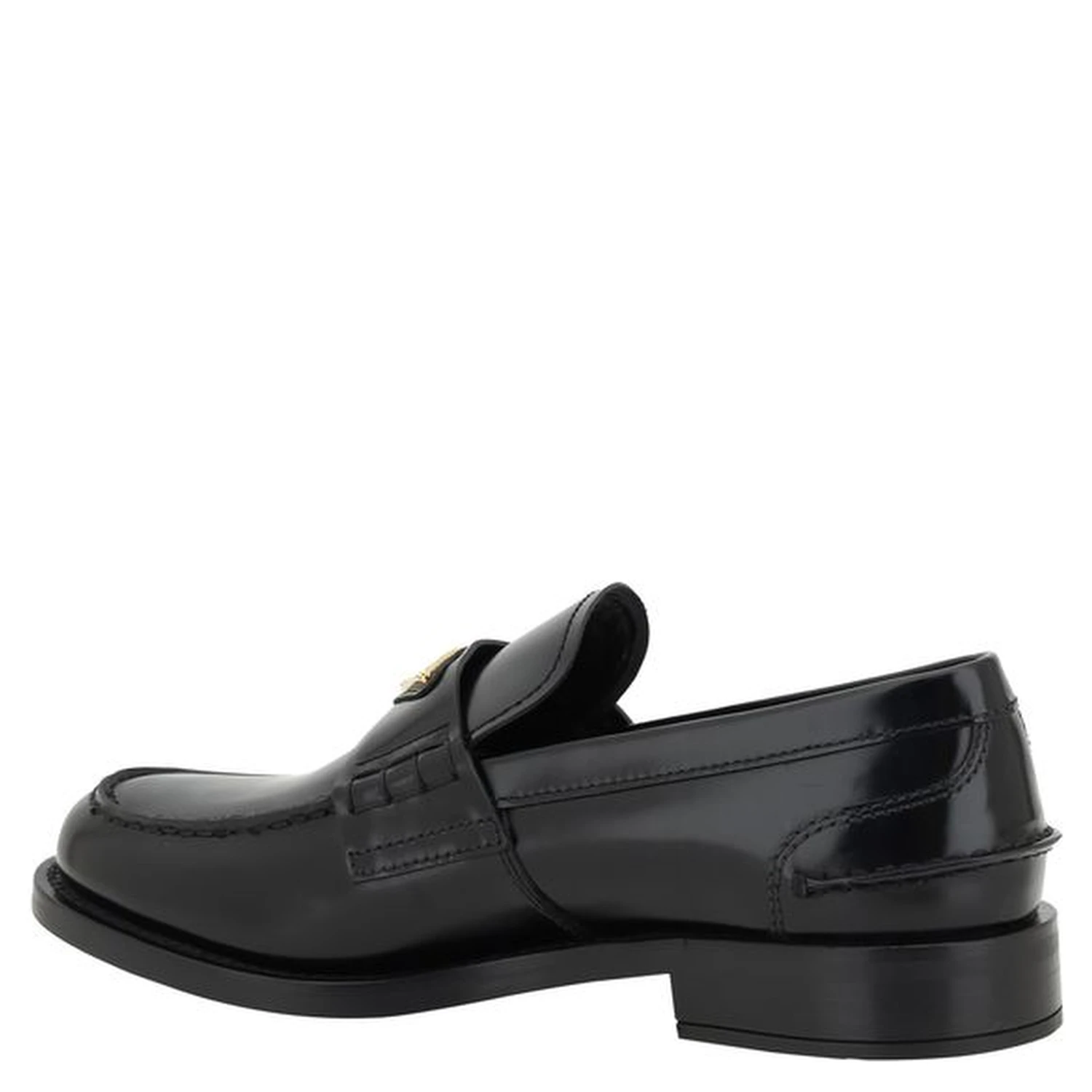 Black Leather Logo Loafers