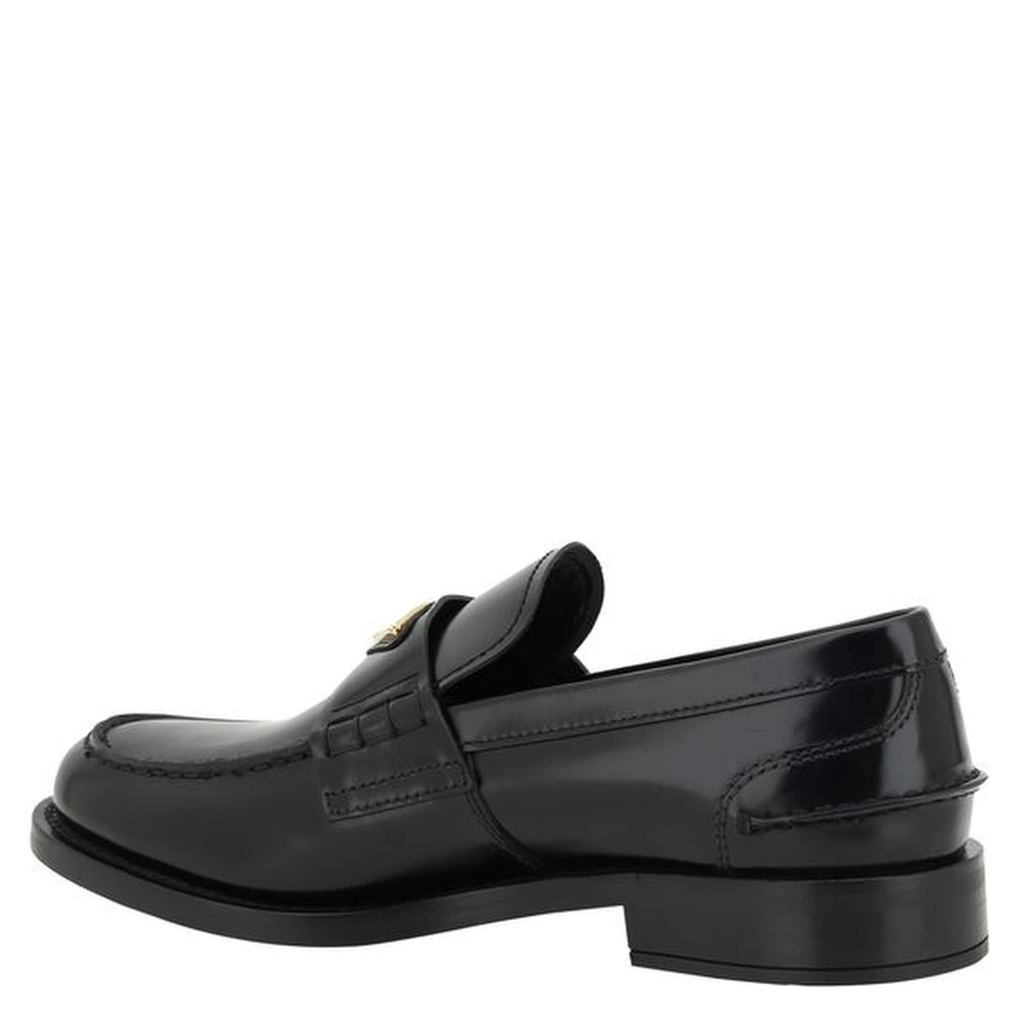 Black Leather Logo Loafers