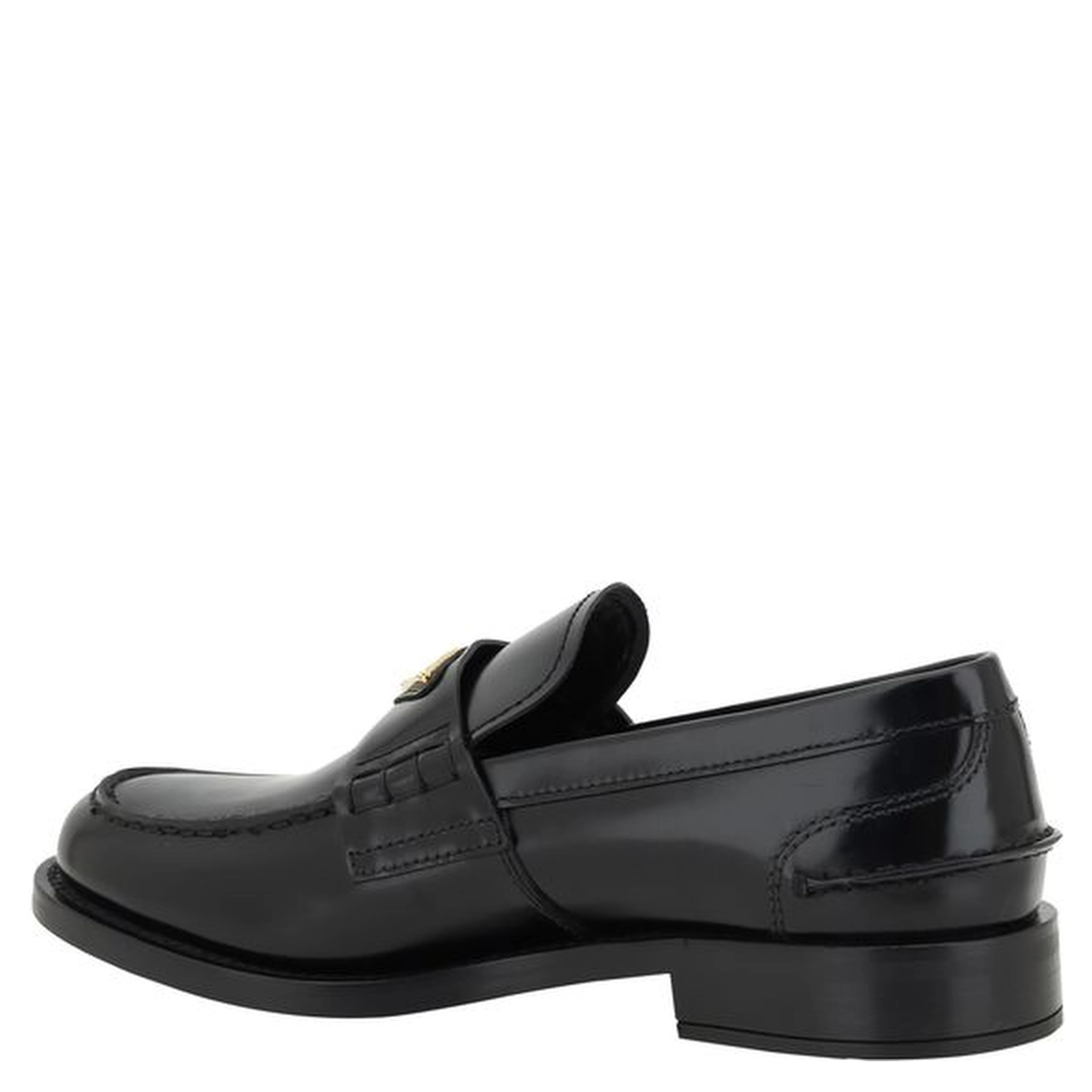 Black Leather Logo Loafers