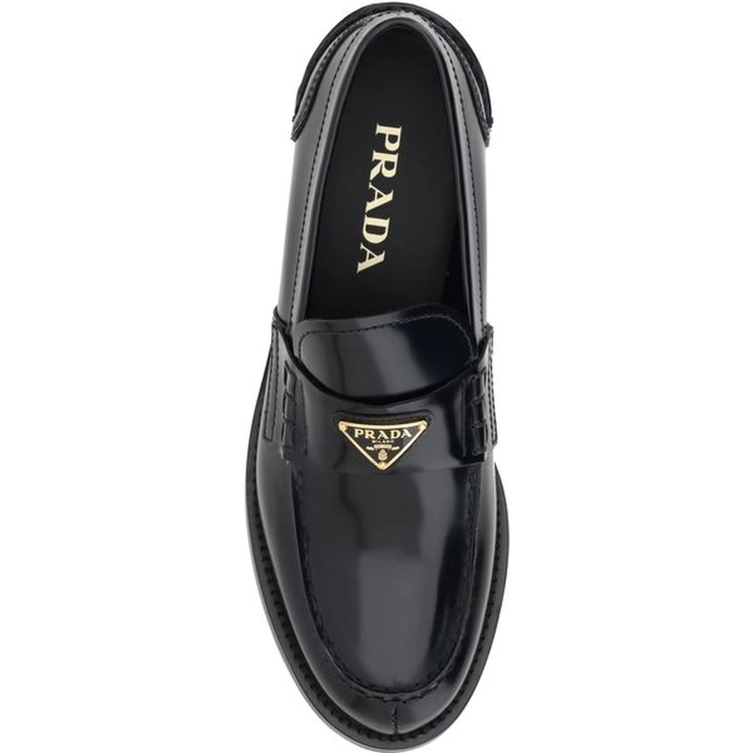Black Leather Logo Loafers