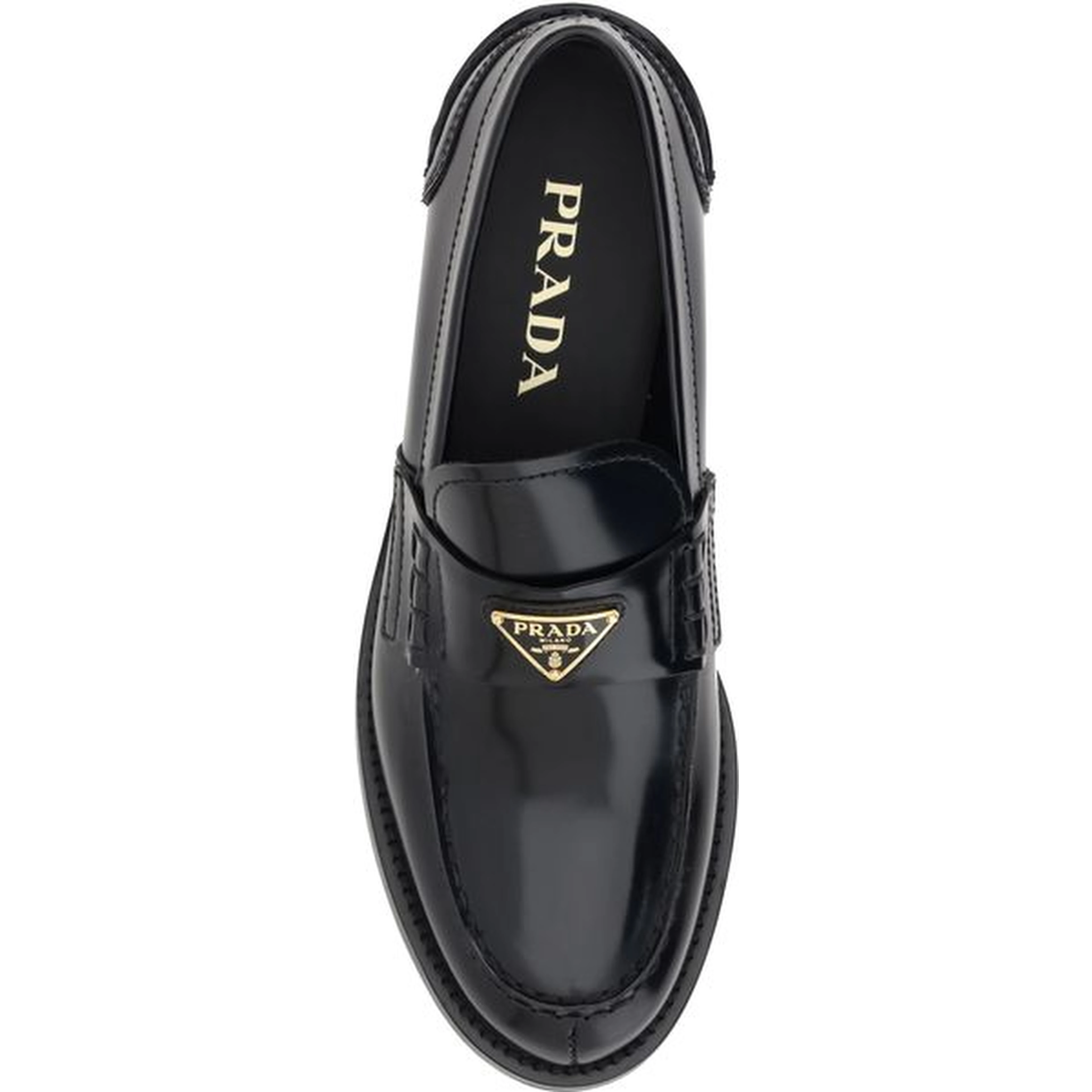 Black Leather Logo Loafers