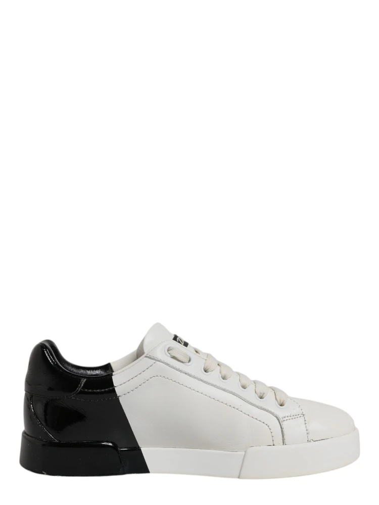 White Black Logo Portofino Men Sneaker Shoes