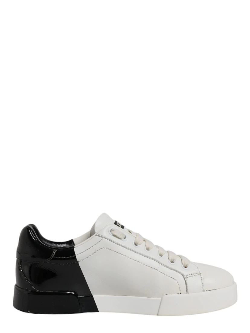 White Black Logo Portofino Men Sneaker Shoes