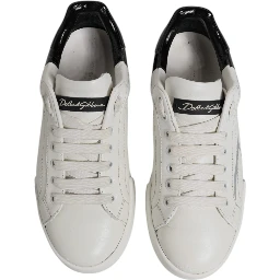 White Black Logo Portofino Men Sneaker Shoes