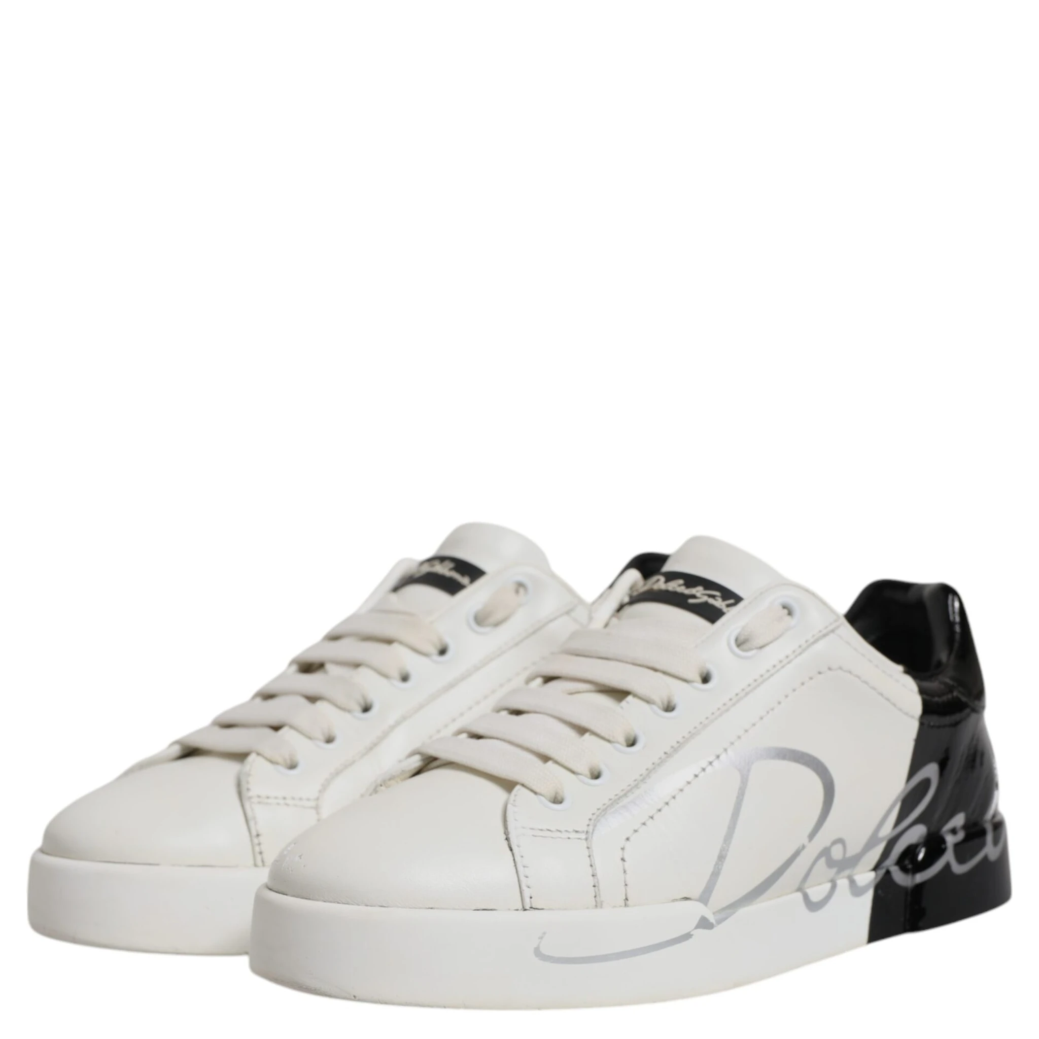 White Black Logo Portofino Men Sneaker Shoes