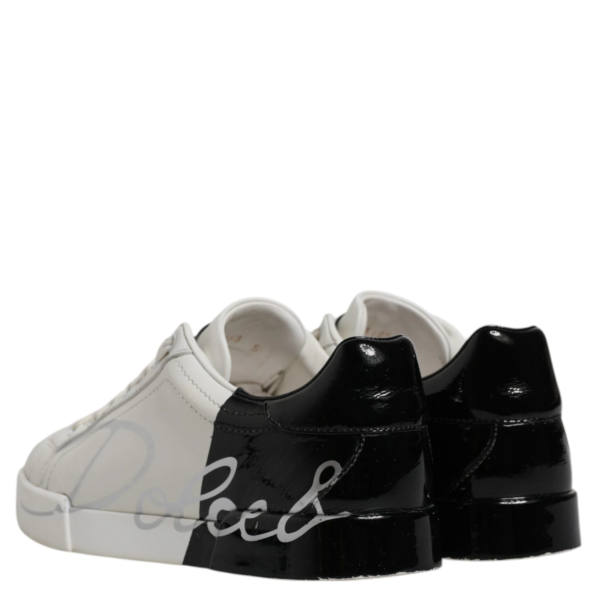 White Black Logo Portofino Men Sneaker Shoes