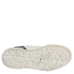 White Black Logo Portofino Men Sneaker Shoes