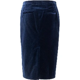 Blue Cotton Midi Skirt