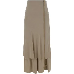 Beige Silk Long Skirt