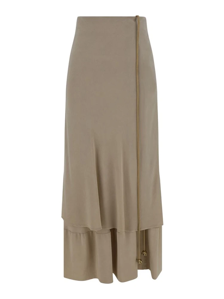 Beige Silk Long Skirt