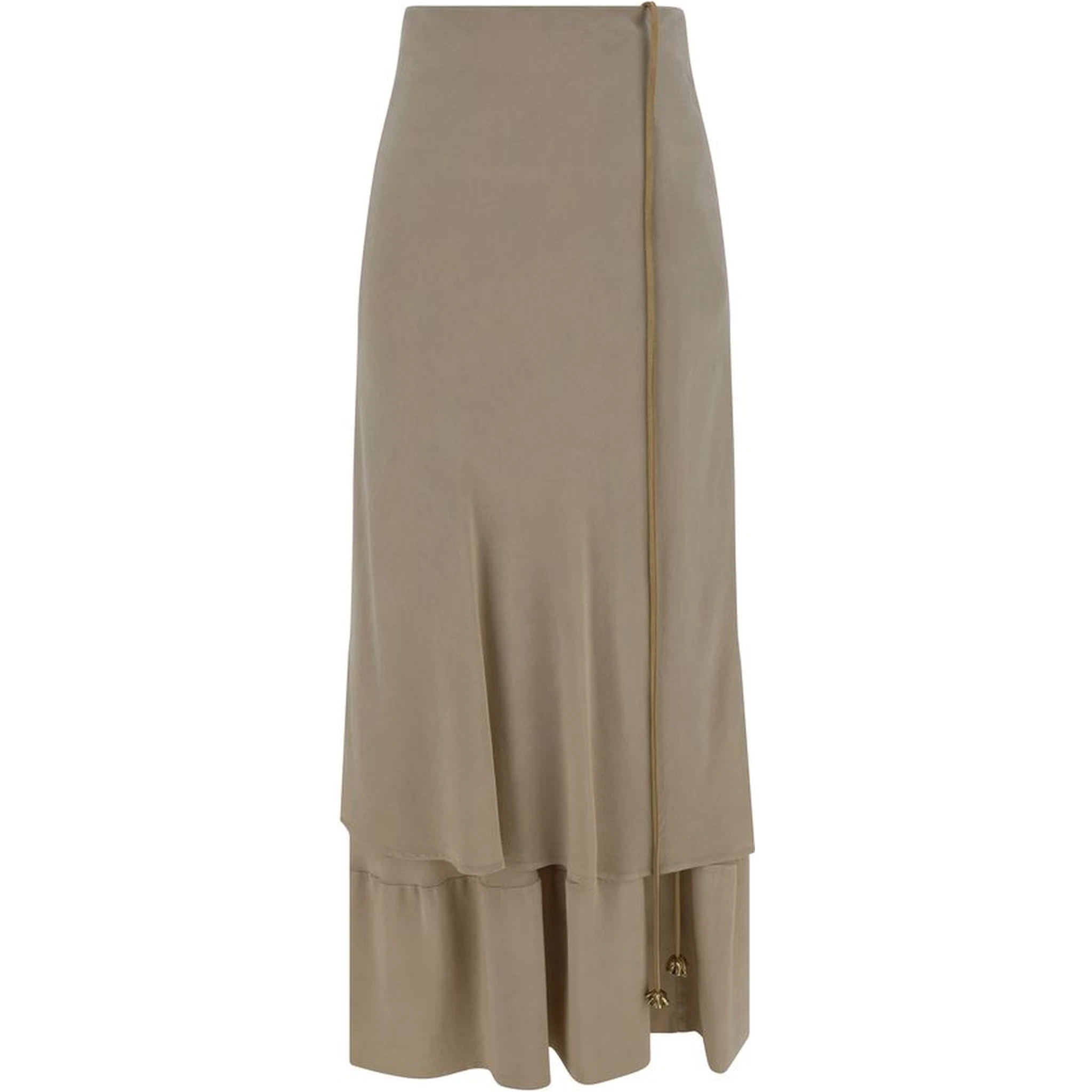 Beige Silk Long Skirt