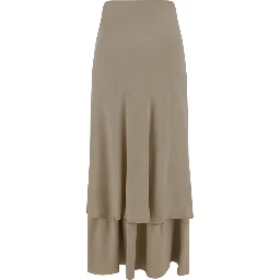 Beige Silk Long Skirt