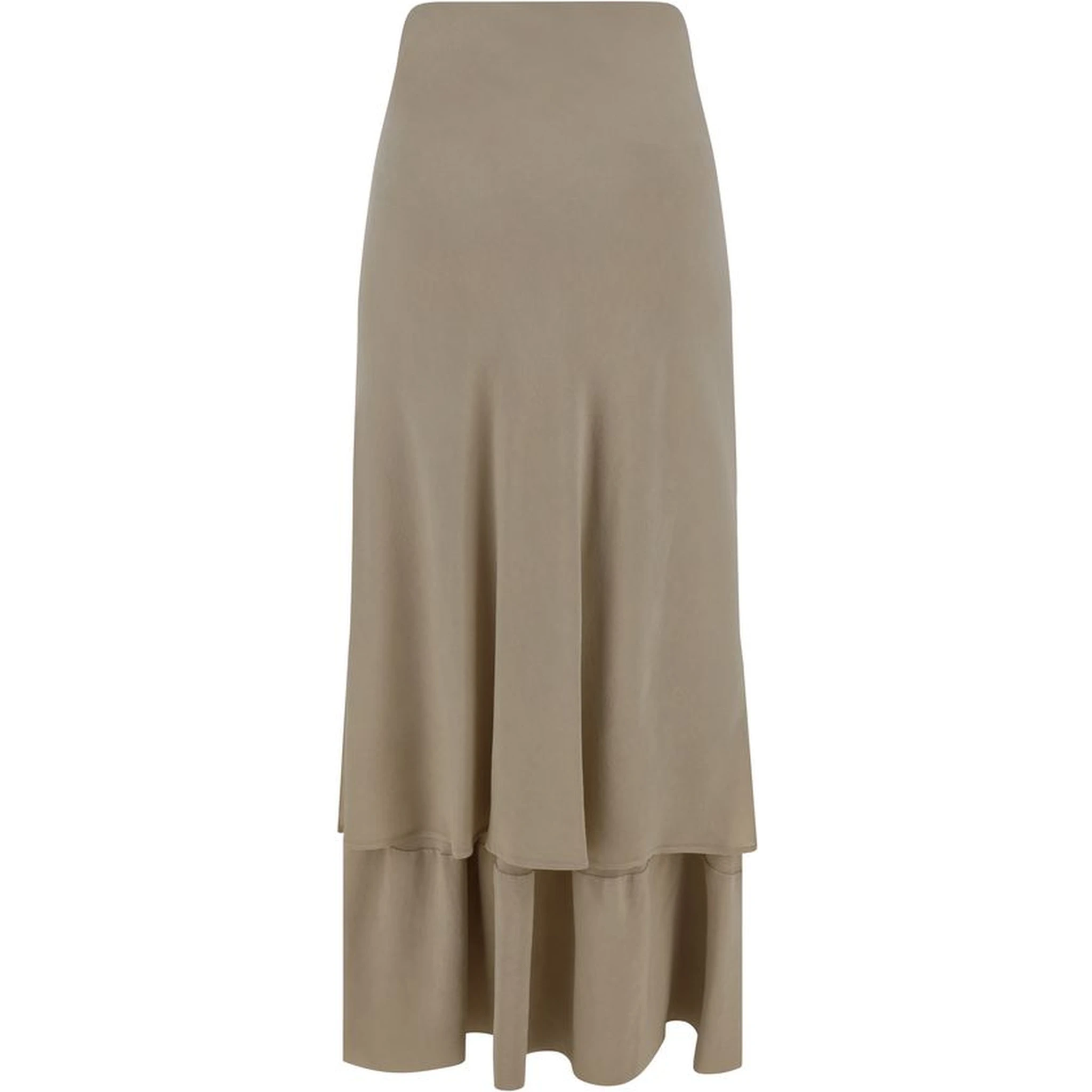 Beige Silk Long Skirt