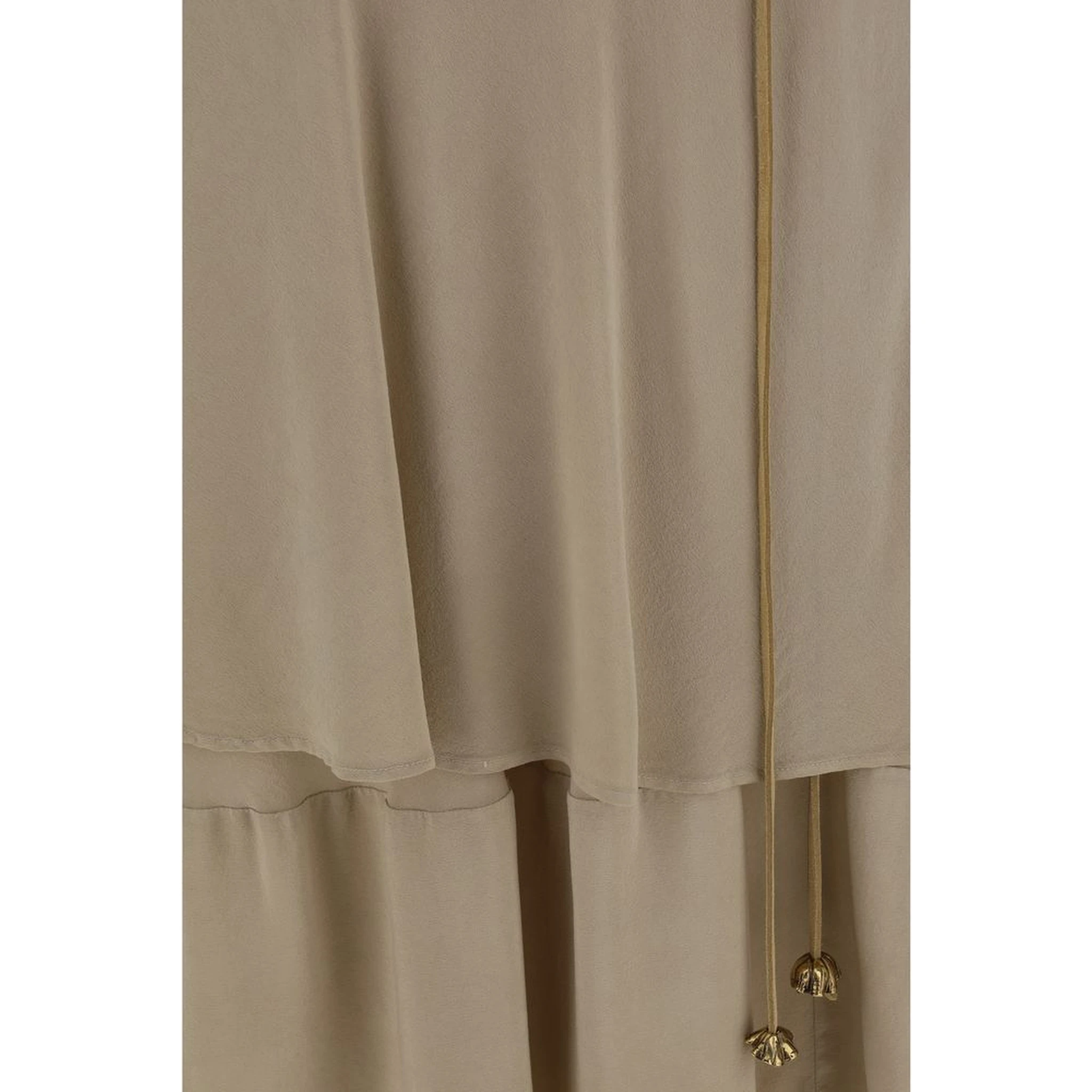 Beige Silk Long Skirt