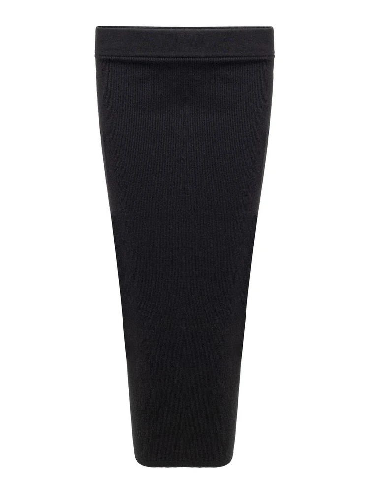 Black Cashmere Midi Skirt