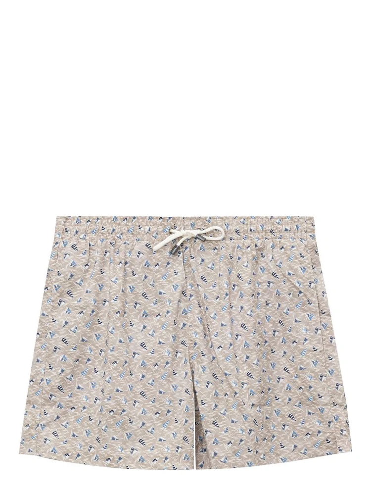 Beige Polyester Swim Shorts