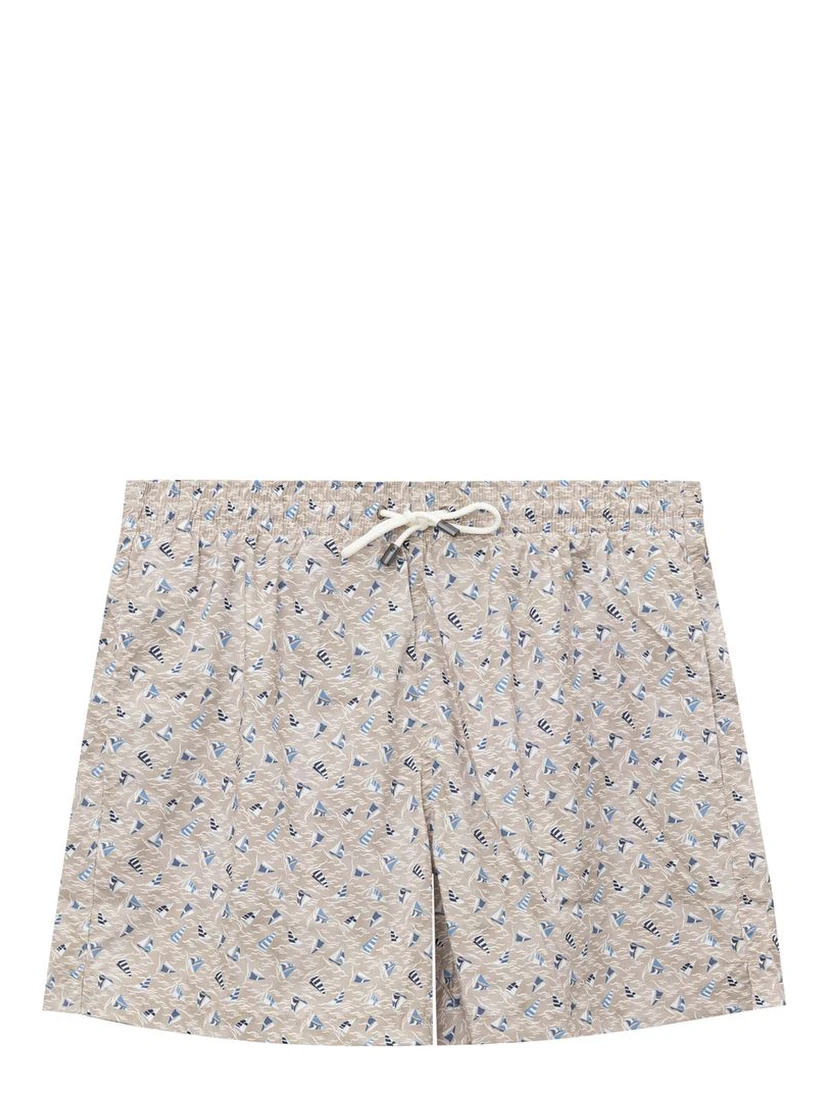 Beige Polyester Swim Shorts