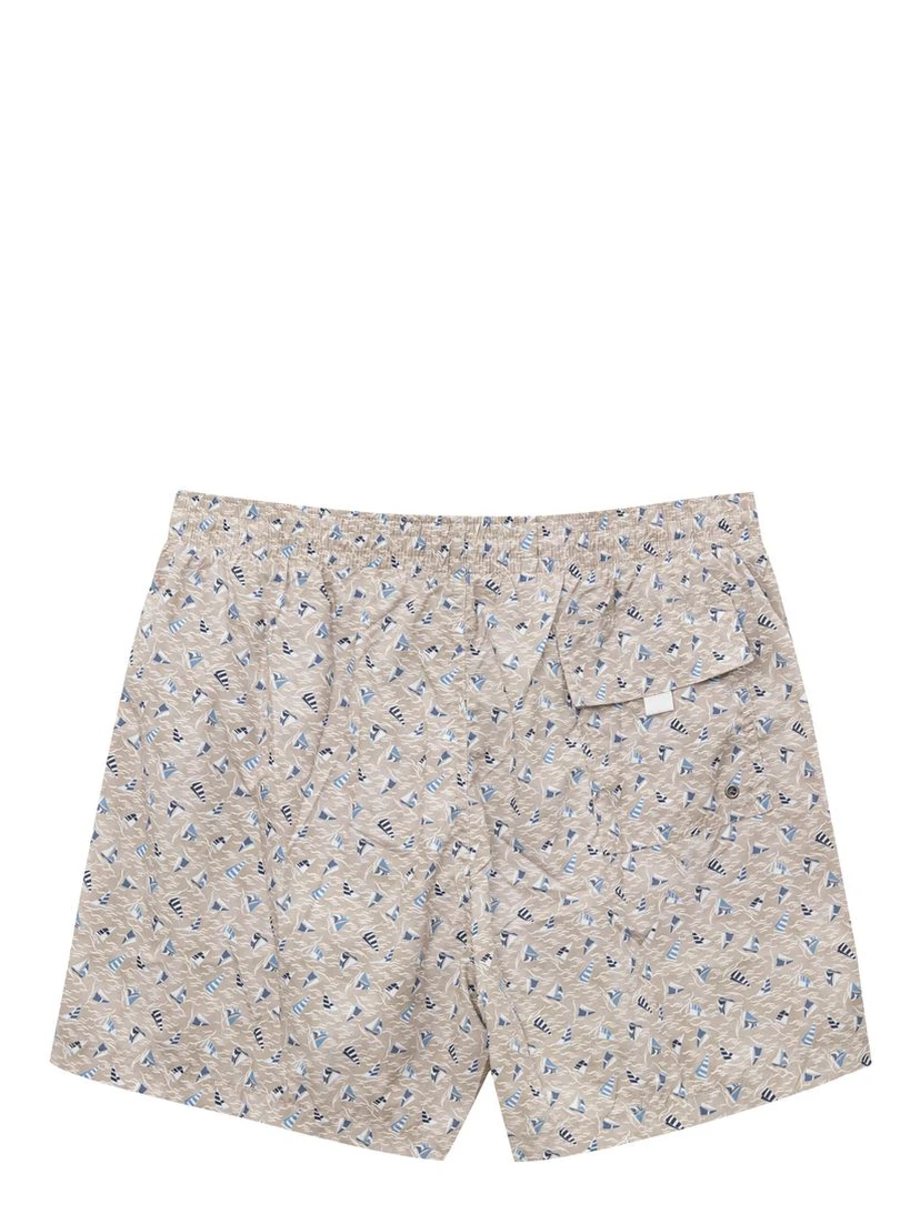 Beige Polyester Swim Shorts