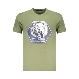 Green Cotton Men T-Shirt