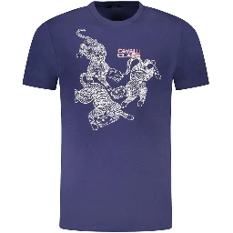 Blue Cotton Men T-Shirt