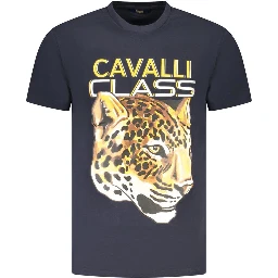 Blue Cotton Men T-Shirt