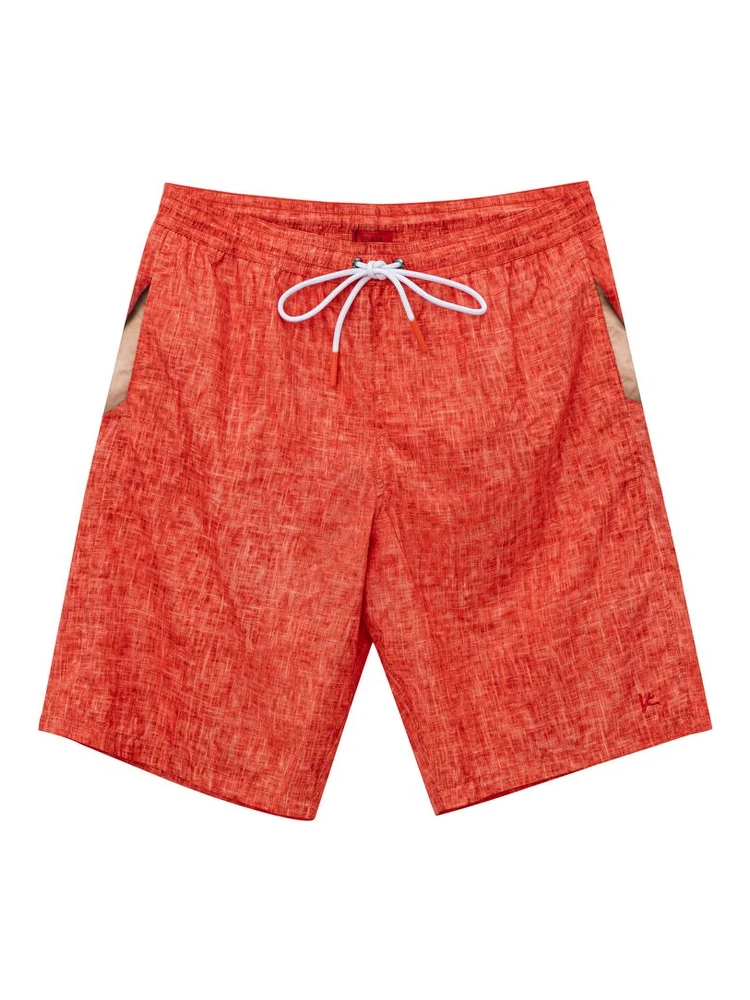 Red Polyester Swim Shorts