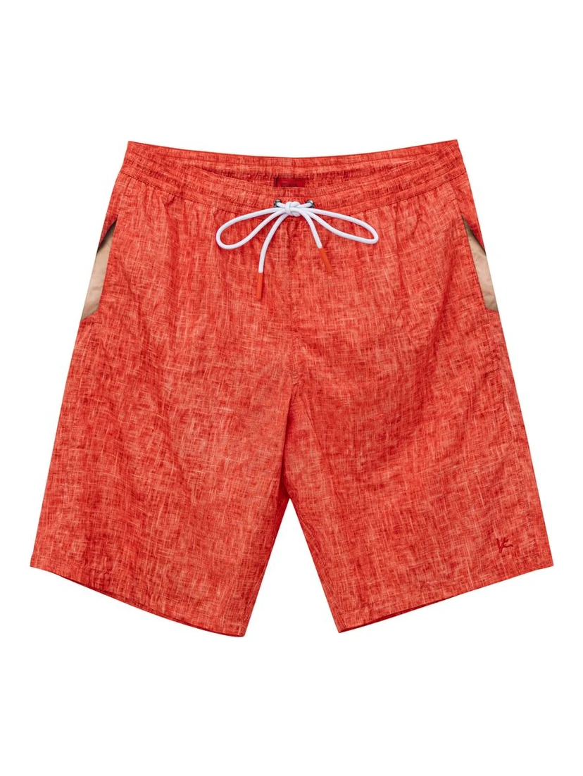 Red Polyester Swim Shorts