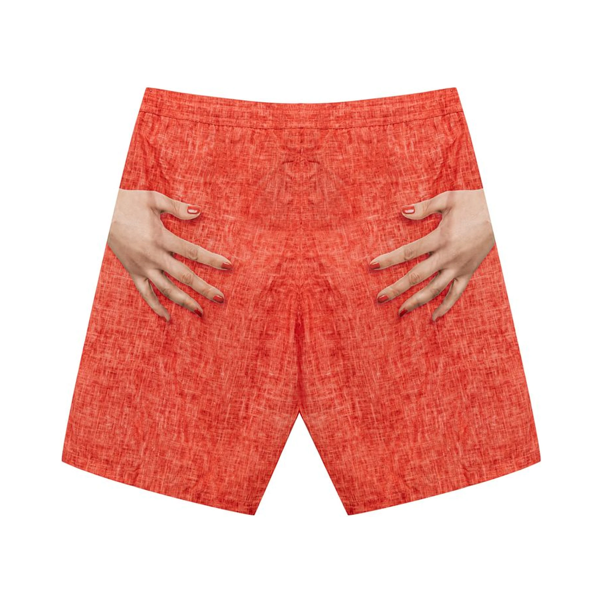 Red Polyester Swim Shorts